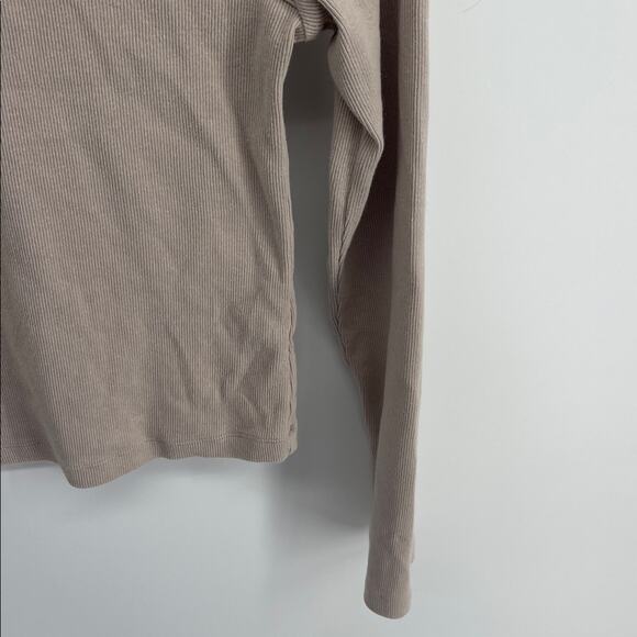 Maeve by Anthropologie faux leather detail ribbed scoop neck top sz S - Picture 4 of 7